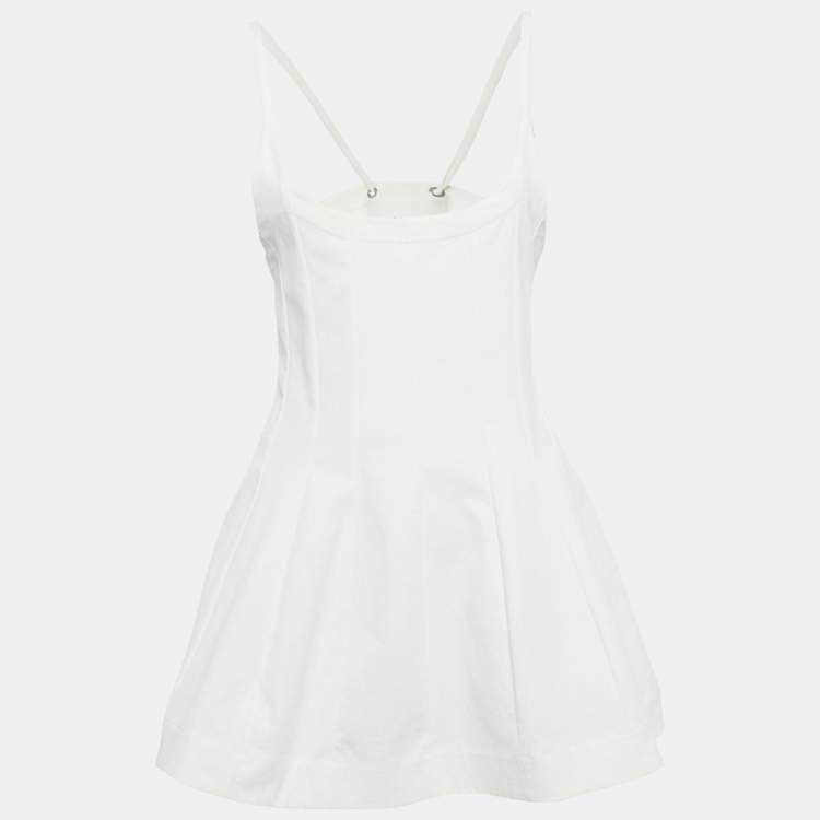 Pre Owned Jil Sander White Stretch Gabardine Paneled Mini Dress M