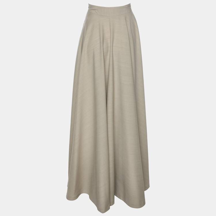Pre Owned Jil Sander Grey Wool Maxi Skirt S