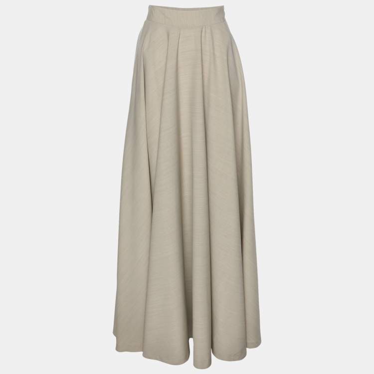Pre Owned Jil Sander Grey Wool Maxi Skirt S