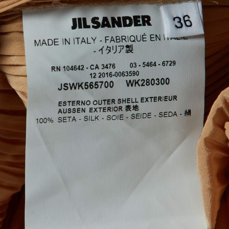 Pre Owned Jil Sander Beige Plisse Balloon Sleeve Top XS