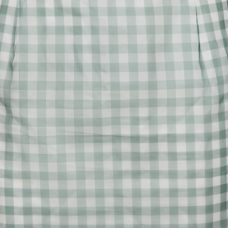 Pre Owned Jil Sander Green Gingham Nylon Midi Dress S