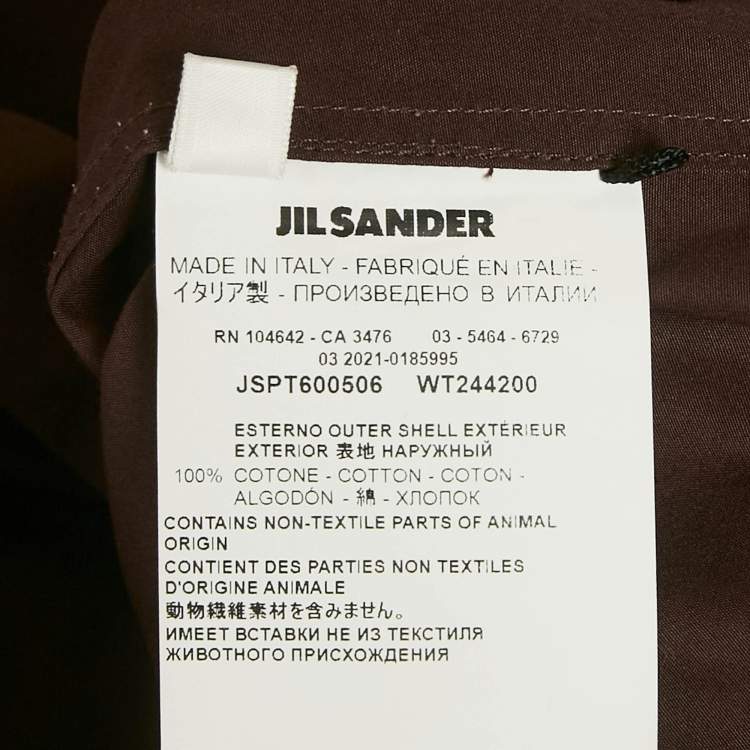 مملوكة مسبقًا Jil Sander Brown Cotton Pointed Collar Shirt S