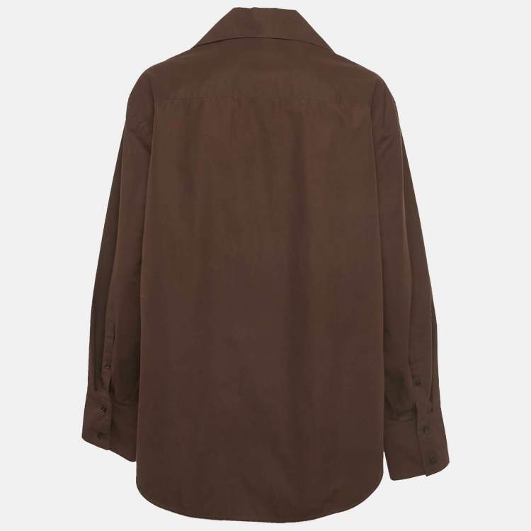 مملوكة مسبقًا Jil Sander Brown Cotton Pointed Collar Shirt S
