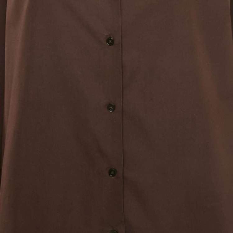 مملوكة مسبقًا Jil Sander Brown Cotton Pointed Collar Shirt S