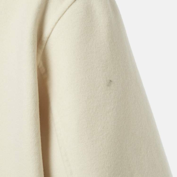 Pre Owned Jil Sander Cream Cashmere Felt Hooded Coat M