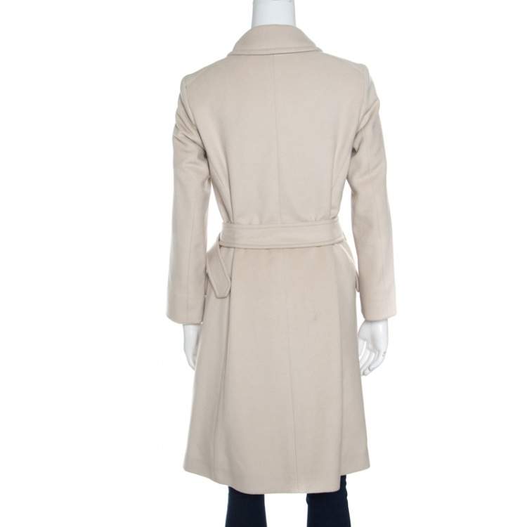 Pre Owned Jil Sander Beige Wool and Angora Belted Coat S