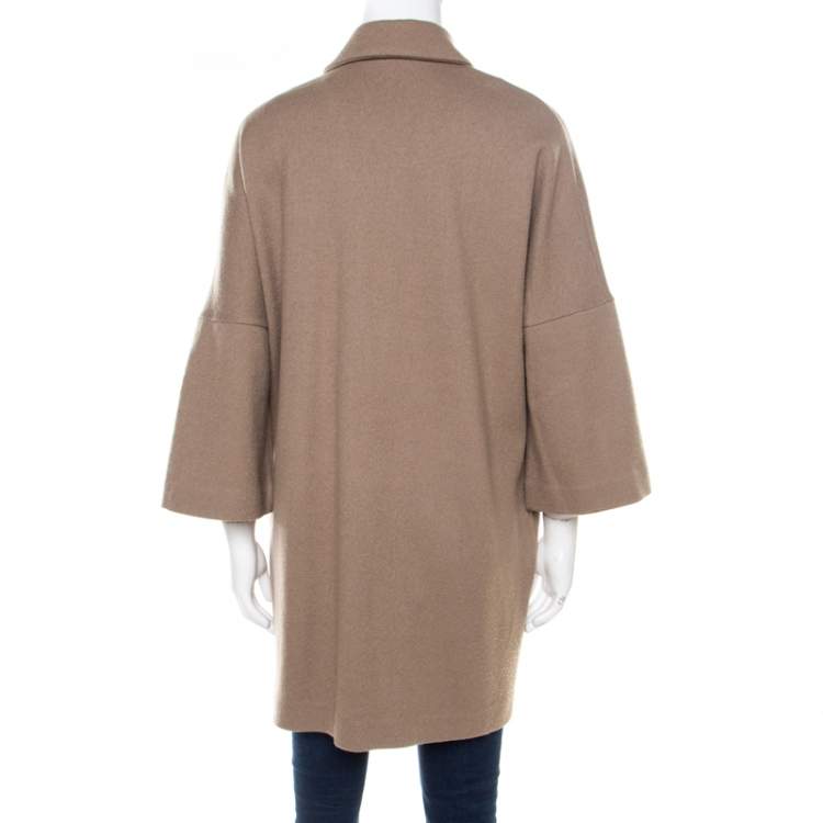 Pre Owned Jil Sander Beige Wool Box Sleeve Oversized Jacket S