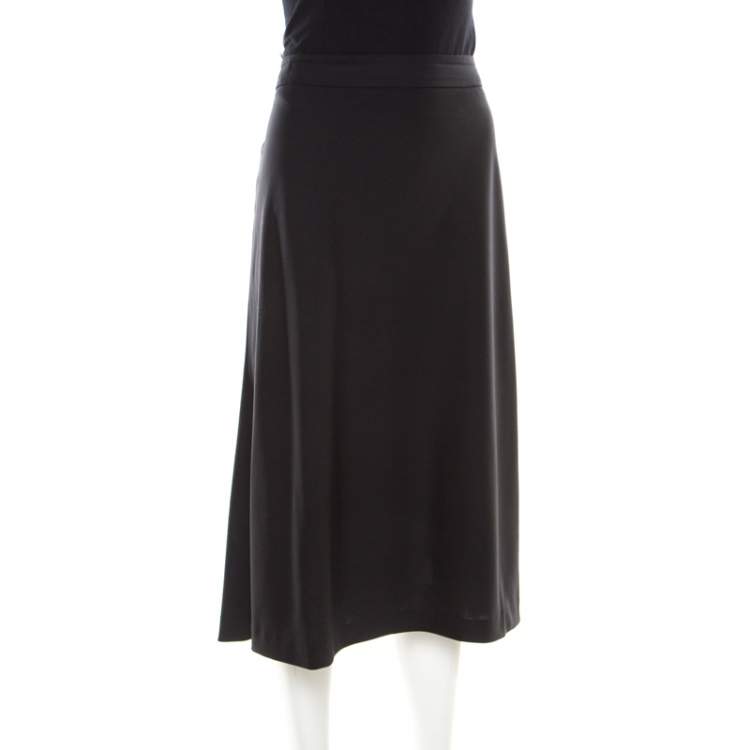 مملوكة مسبقًا Jil Sander Black Wool A-Line Skirt L