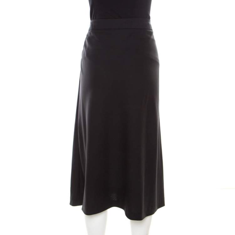 مملوكة مسبقًا Jil Sander Black Wool A-Line Skirt L