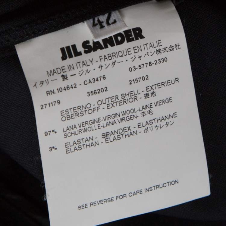 مملوكة مسبقًا Jil Sander Black Wool A-Line Skirt L