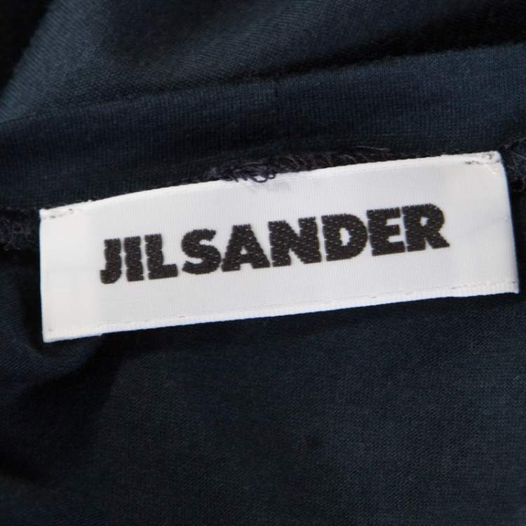 Pre Owned Jil Sander Navy Blue Cotton Crew Neck T -Shirt XL