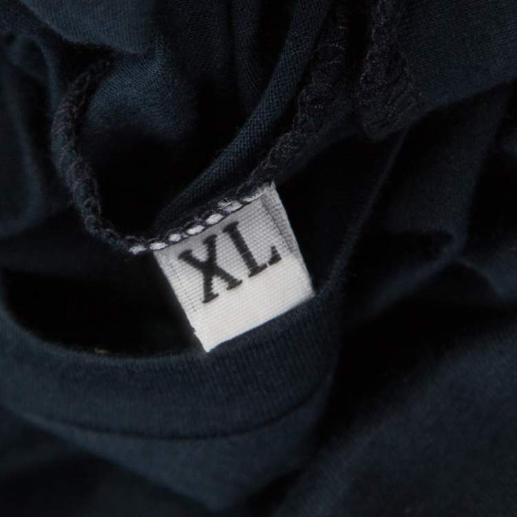 Pre Owned Jil Sander Navy Blue Cotton Crew Neck T -Shirt XL