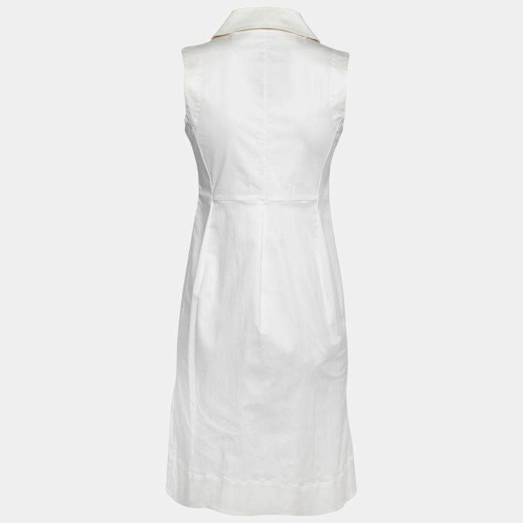 Pre Owned Jil Sander White Sleeveless Button Front Dress S
