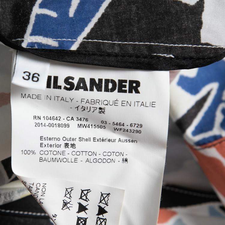 Pre Owned Jil Sander Multicolor Abstract Print Cotton Sleeveless Flared Dress XS 