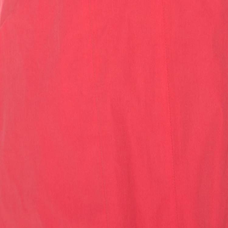 Pre Owned Jil Sander Coral Pink Cotton Zip Front Midi Dress M