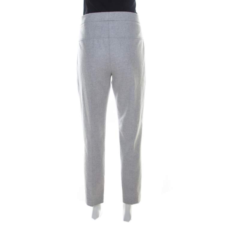 Pre Owned Jil Sander Grey Wool Blend Felt Tapered Trousers M 