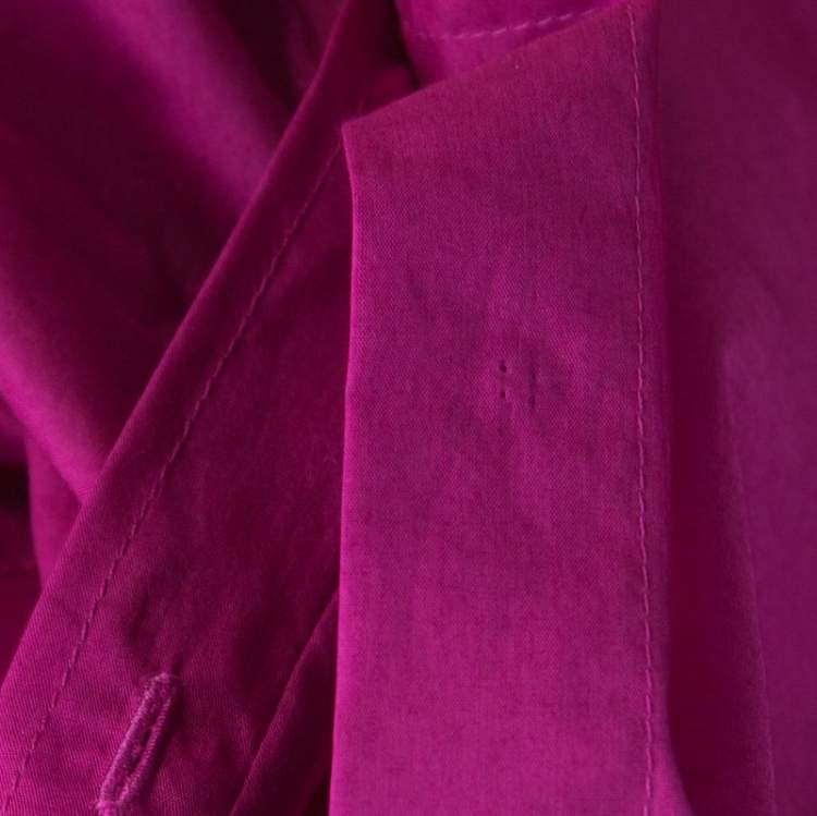 Pre Owned Jil Sander Magenta Pink Cotton and Silk Long Sleeve Shirt M 