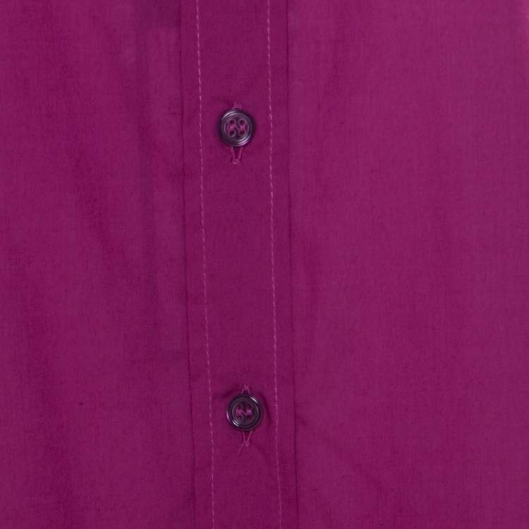 Pre Owned Jil Sander Magenta Pink Cotton and Silk Long Sleeve Shirt M 