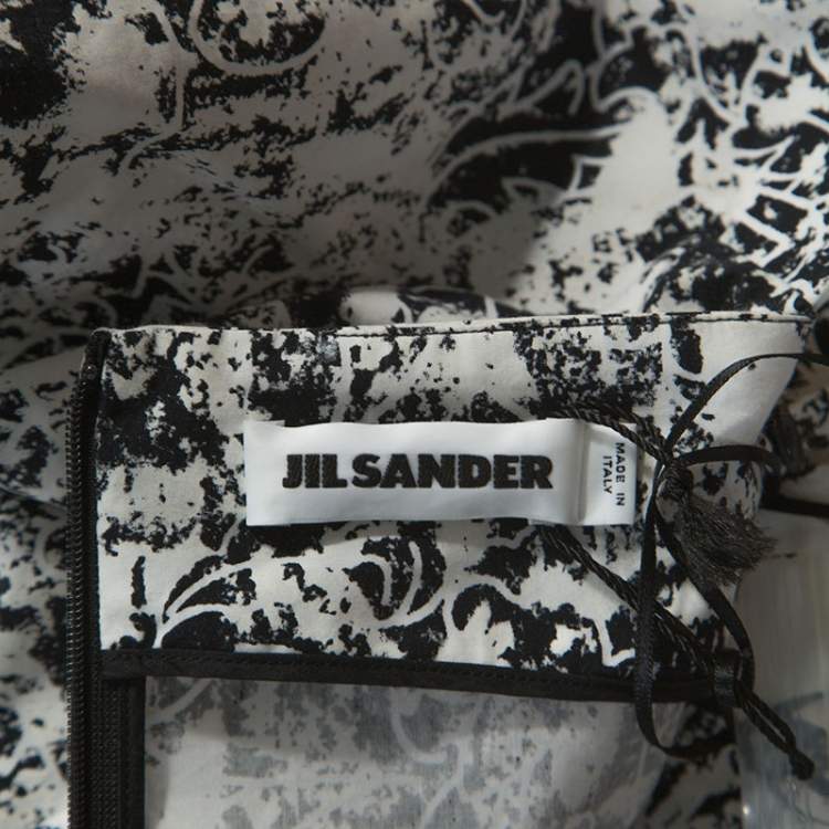 Pre Owned Jil Sander Monochrome Cotton Off Soulder Risiko Dress L