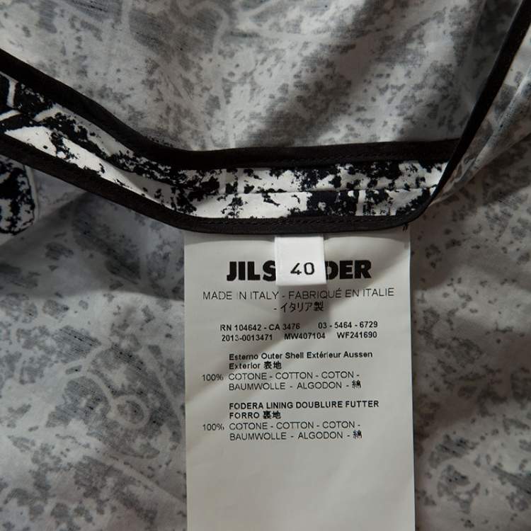 Pre Owned Jil Sander Monochrome Cotton Off Soulder Risiko Dress L