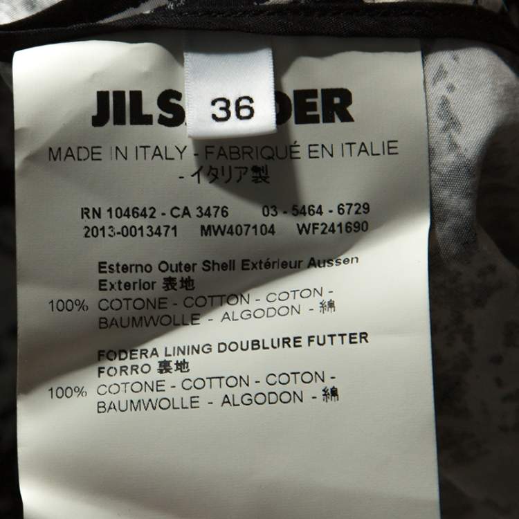 Pre Owned Jil Sander Monochrome Cotton Off Shoulder Risiko Dress M