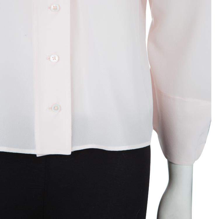 Pre Owned Jil Sander Pale Pink Long Sleeve Oversized Silk Blouse S