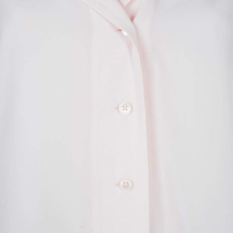 Pre Owned Jil Sander Pale Pink Long Sleeve Oversized Silk Blouse S