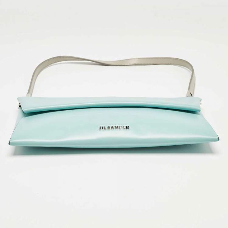 Pre Owned Jil Sander Light Blue Leather Clutch Shoulder Bag