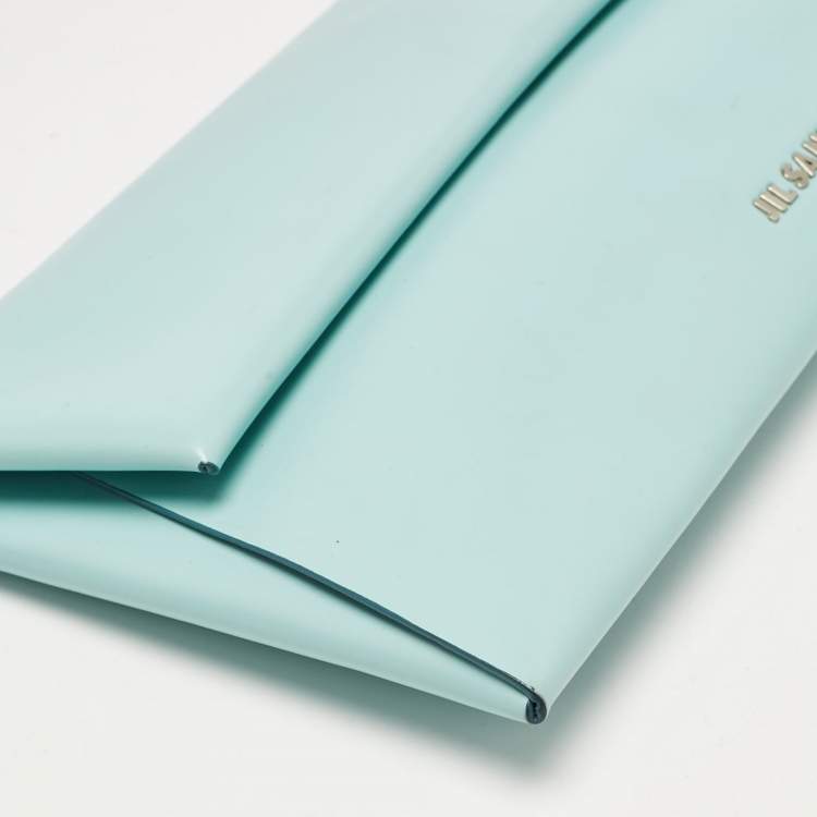 Pre Owned Jil Sander Light Blue Leather Clutch Shoulder Bag