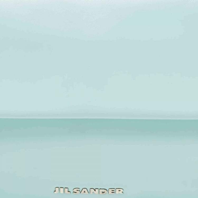 Pre Owned Jil Sander Light Blue Leather Clutch Shoulder Bag