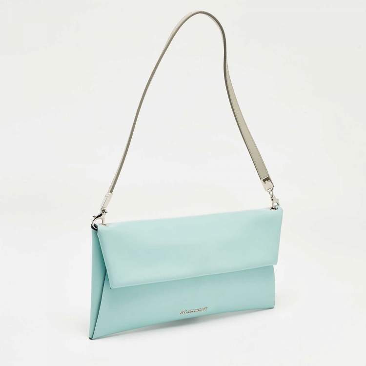 Pre Owned Jil Sander Light Blue Leather Clutch Shoulder Bag