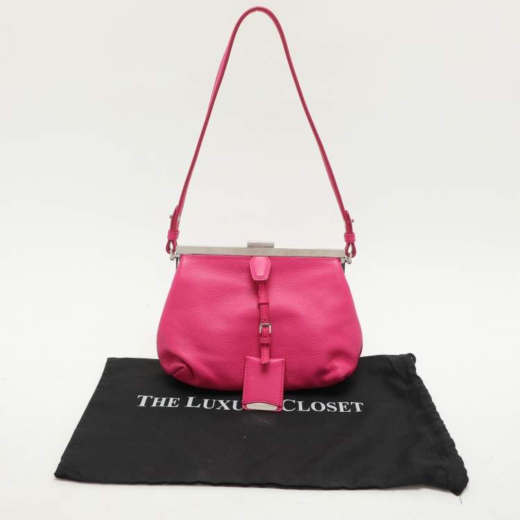 Pre Owned Jil Sander Pink Leather Baguette Shoulder Bag