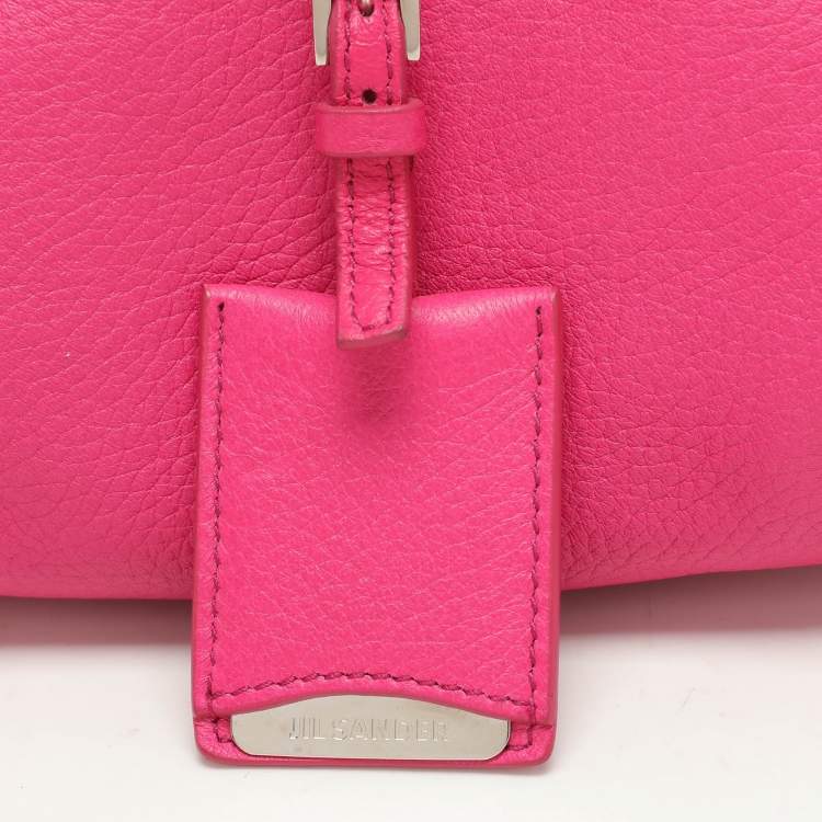 Pre Owned Jil Sander Pink Leather Baguette Shoulder Bag