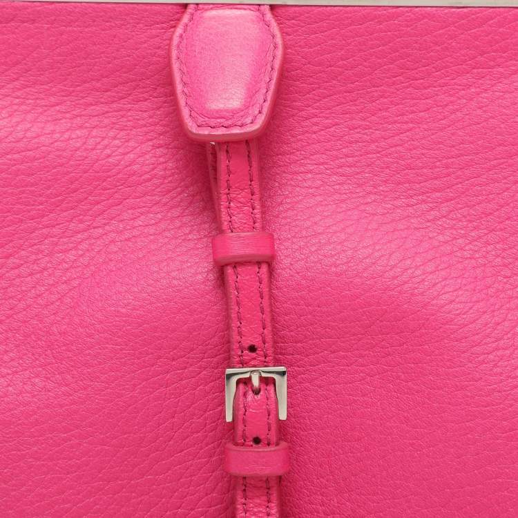Pre Owned Jil Sander Pink Leather Baguette Shoulder Bag