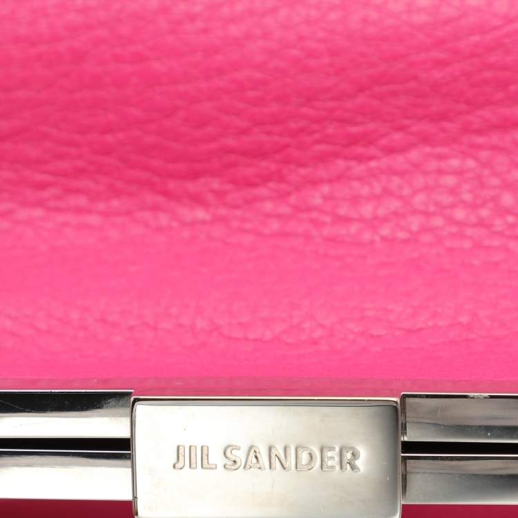 Pre Owned Jil Sander Pink Leather Baguette Shoulder Bag