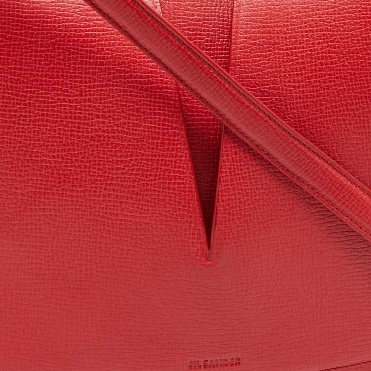 Pre Owned Jil Sander Red Leather Cut Out Top Handle Bag
