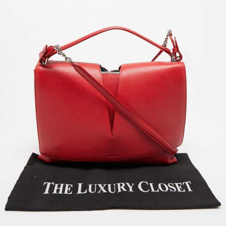 Pre Owned Jil Sander Red Leather Cut Out Top Handle Bag