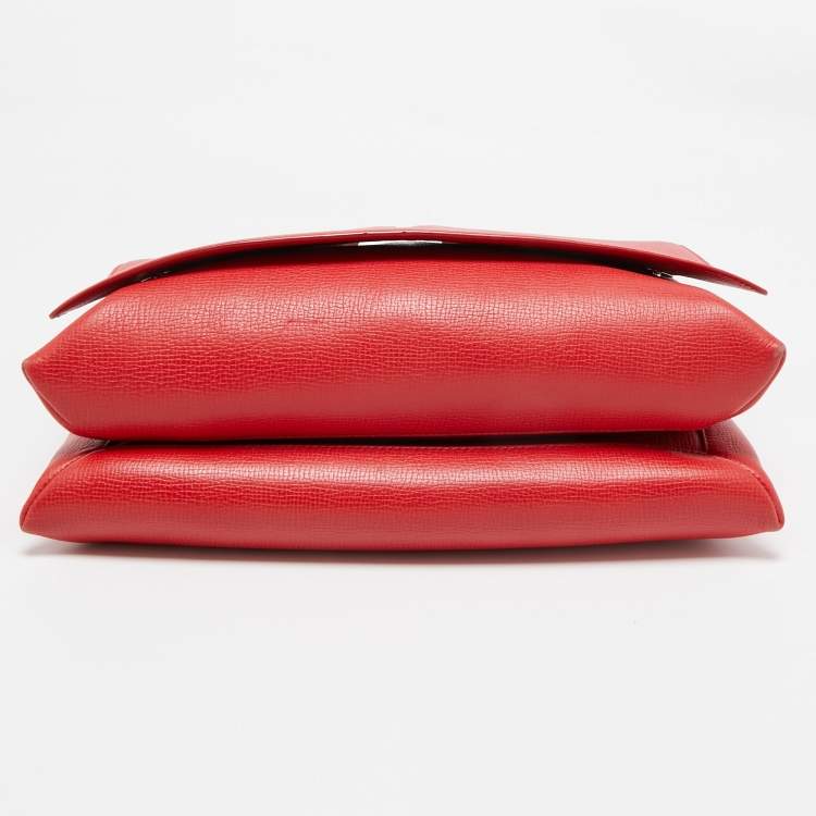 Pre Owned Jil Sander Red Leather Cut Out Top Handle Bag