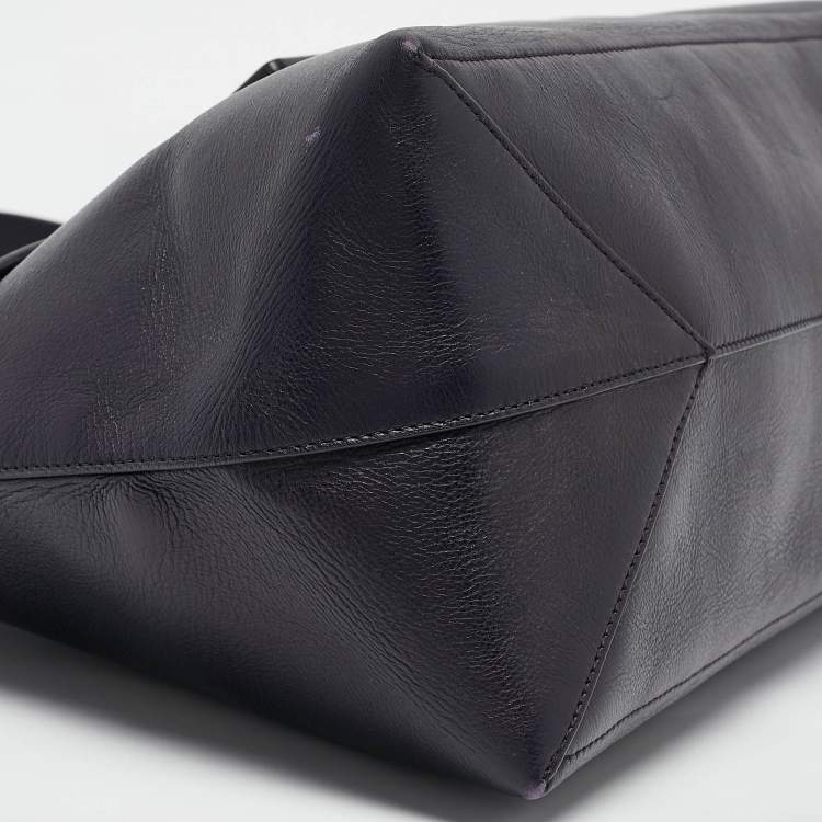 Pre Owned Jil Sander Dark Purple Leather Flap Top Handle Bag