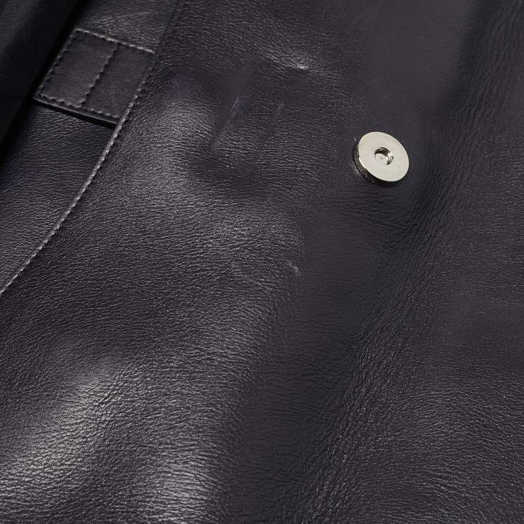 Pre Owned Jil Sander Dark Purple Leather Flap Top Handle Bag