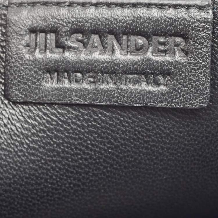 Pre Owned Jil Sander Teal Green Leather Metal Flap Wristlet Clutch