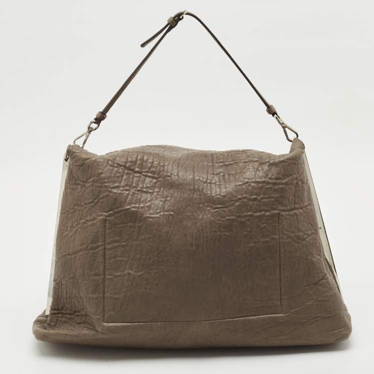 Pre Owned Jil Sander Beige Pebbled Leather Shoulder Bag