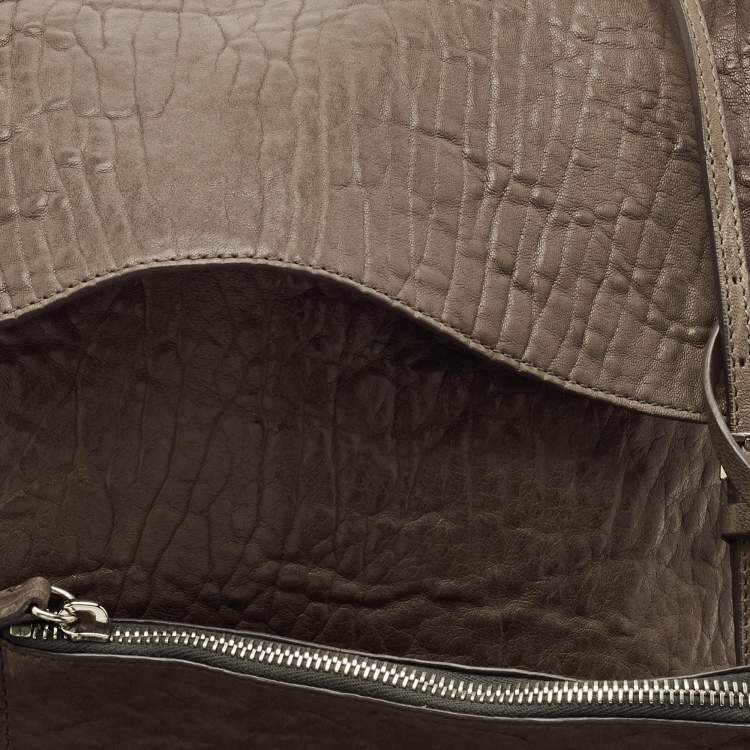 Pre Owned Jil Sander Beige Pebbled Leather Shoulder Bag