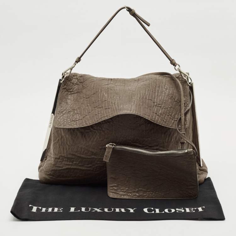 Pre Owned Jil Sander Beige Pebbled Leather Shoulder Bag