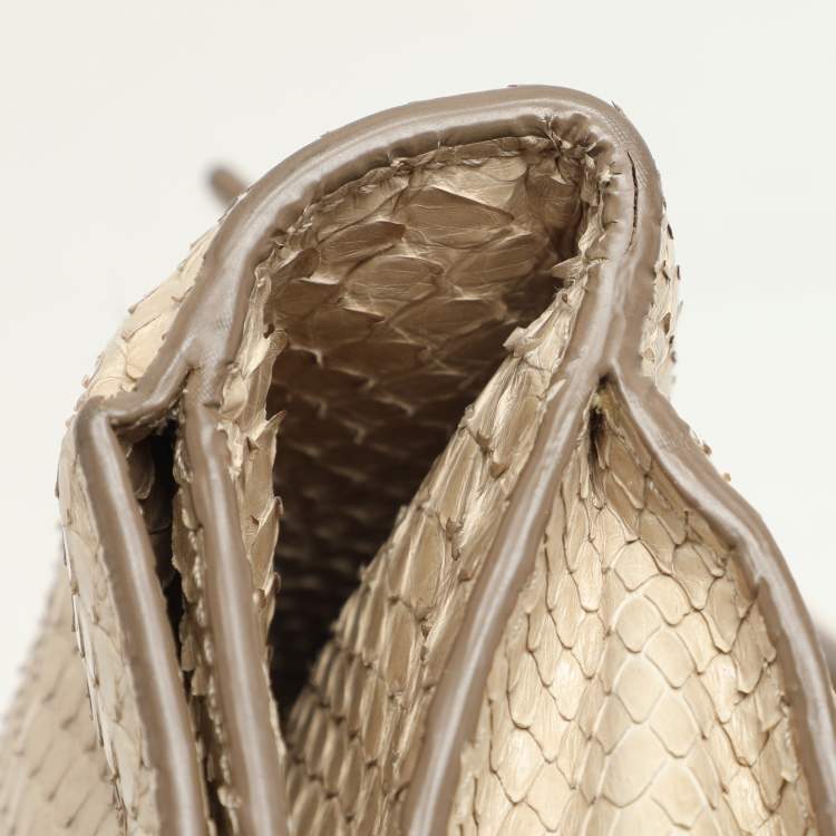 Pre Owned Jil Sander Beige Python Top Handle Bag