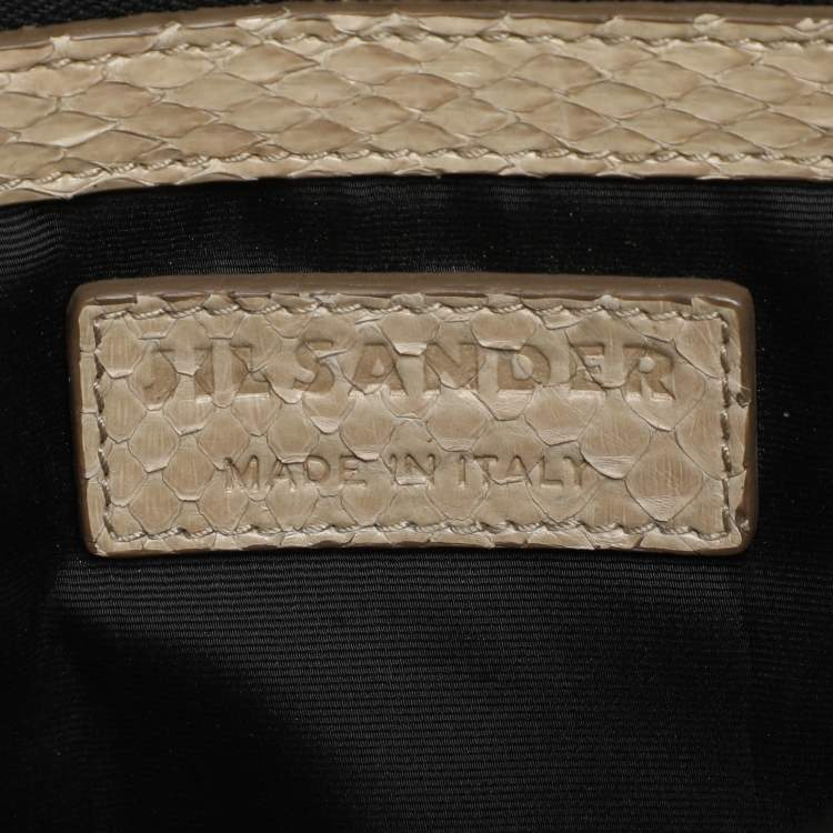 Pre Owned Jil Sander Beige Python Top Handle Bag