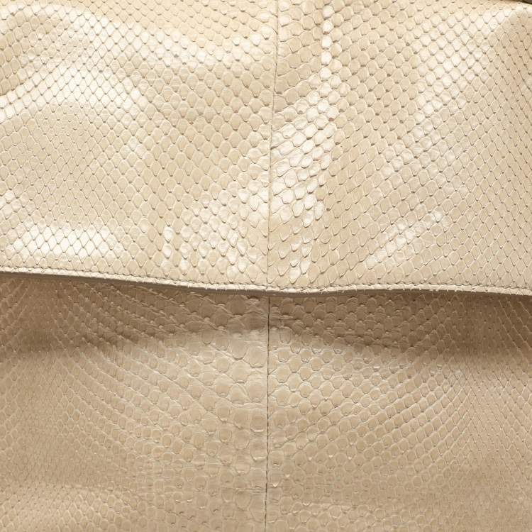 Pre Owned Jil Sander Beige Python Top Handle Bag