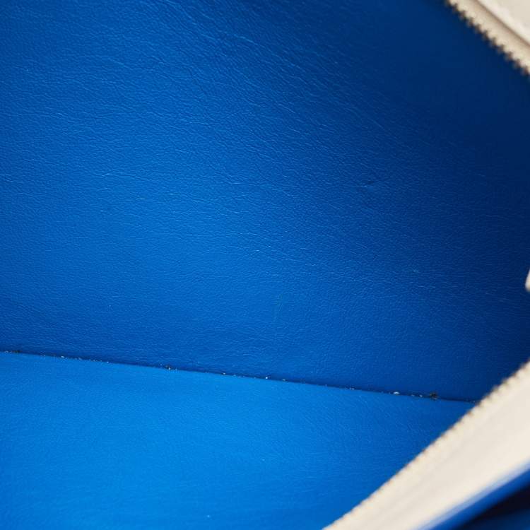 Pre Owned Jil Sander Blue/Off White Leather Triple Compartment Clutch