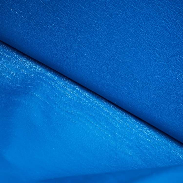 Pre Owned Jil Sander Blue/Off White Leather Triple Compartment Clutch