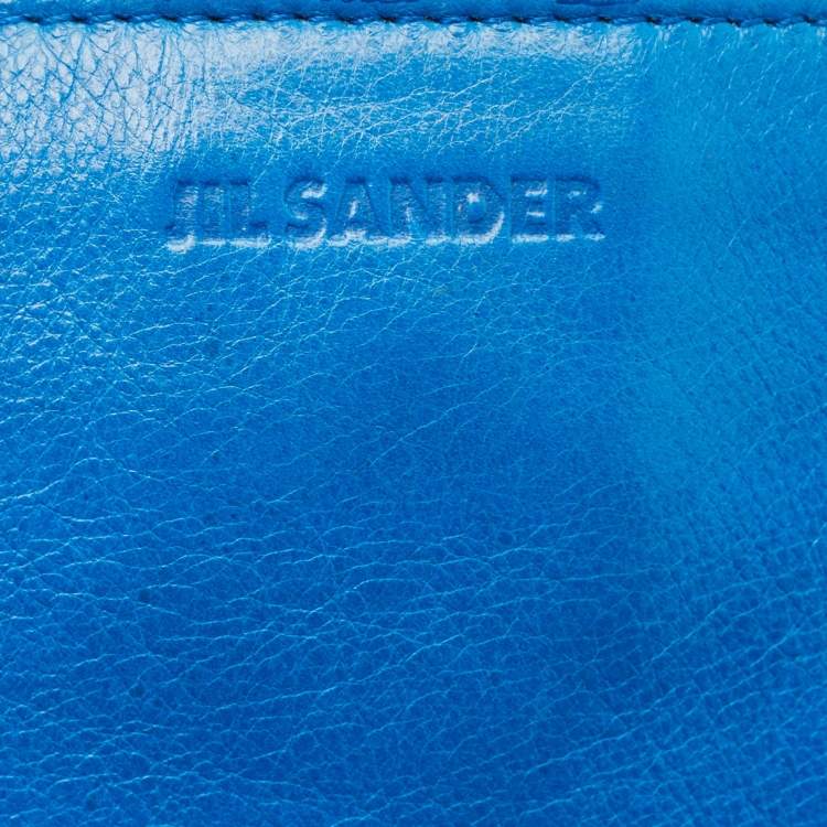 Pre Owned Jil Sander Blue/Off White Leather Triple Compartment Clutch